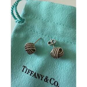 Tiffany & Co. Somerset  Twist Knot Mesh Earrings Sterling Silver 925